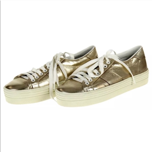 Saint Laurent Shoes - Saint Laurent Gold Court Sneakers Trainers